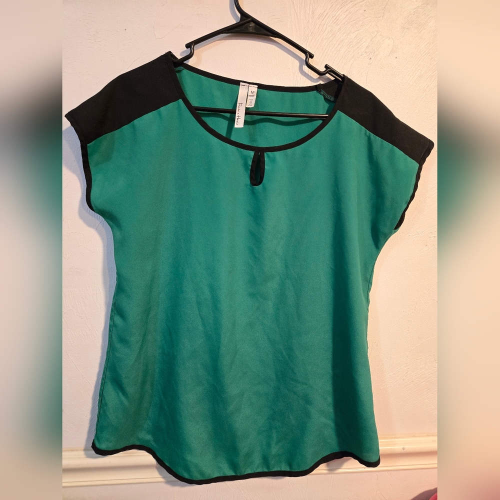 Green and Black Women's Top